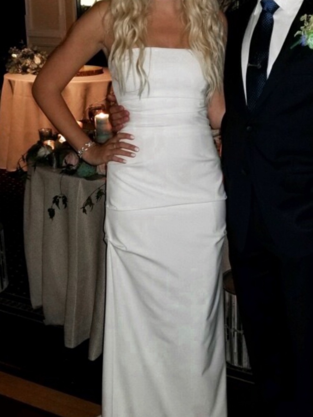 Nicole Miller white ruched body con dress